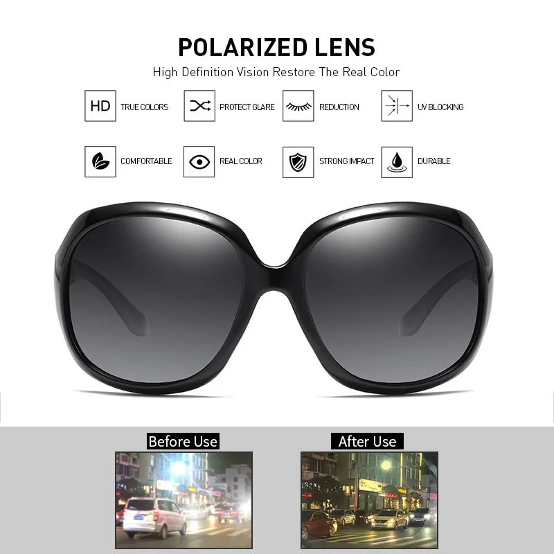 FUQIAN Brand Stylish Polarized Oversized Round Sunglasses for Women Simple Fashion Large Plastic Ladies Sunglasses UV400