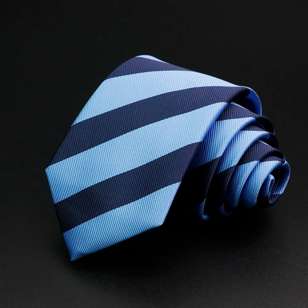 Nueva corbata clásica de rayas para hombre de 7 cm, jacquard, roja, azul, verde, corbata para uso diario, vestido de fiesta de boda, accesorios, regalo para hombre