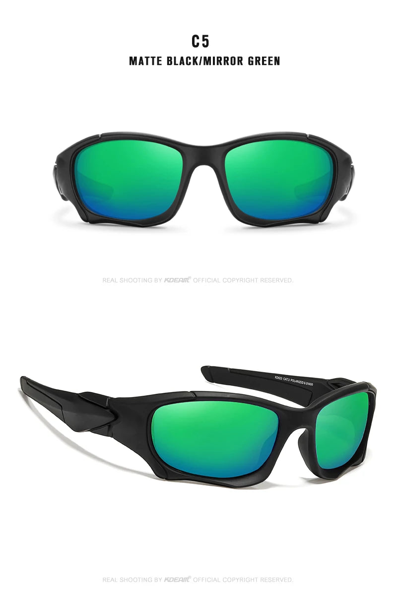 Lunettes de Soleil Sport Polarisées — Lentille Bouclier, Cadre Résistant, Plein Air, Unisexe