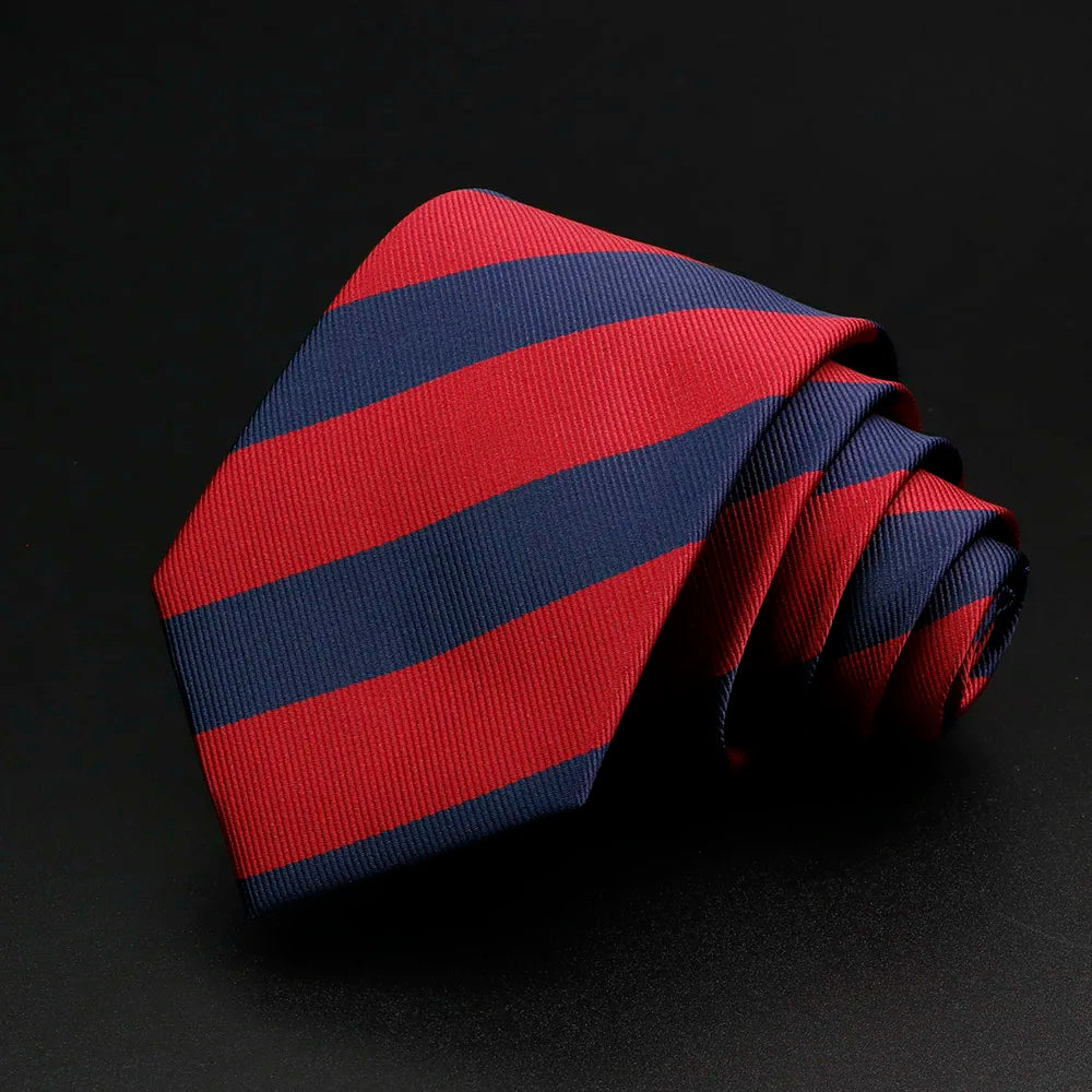Nueva corbata clásica de rayas para hombre de 7 cm, jacquard, roja, azul, verde, corbata para uso diario, vestido de fiesta de boda, accesorios, regalo para hombre