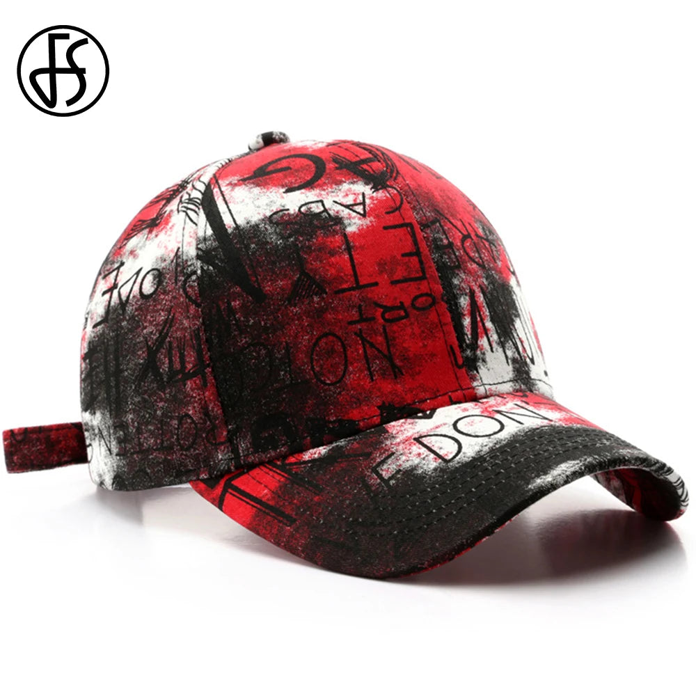 Casquette de baseball noir et rouge graffiti — snapback, hip-hop, trucker, streetwear (v2)