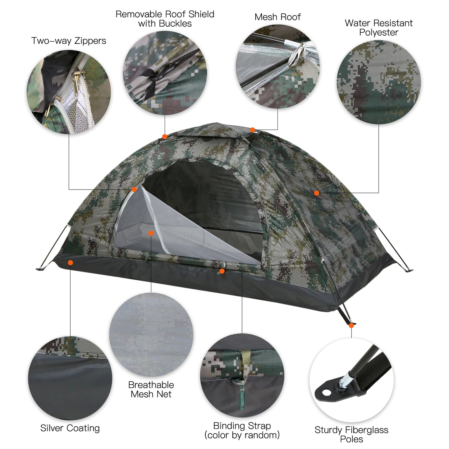 Tomshoo – tente de Camping ultralégère pour 1/2 personnes, monocouche, Portable, randonnée, revêtement Anti-UV, UPF 30 +, pour la pêche en plein air sur la plage