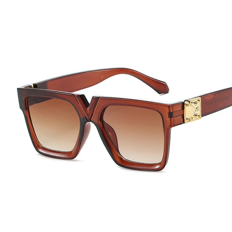 Gafas de sol cuadradas para mujer, de marca de lujo, de viaje, rectangulares negras, estilo retro, 2021