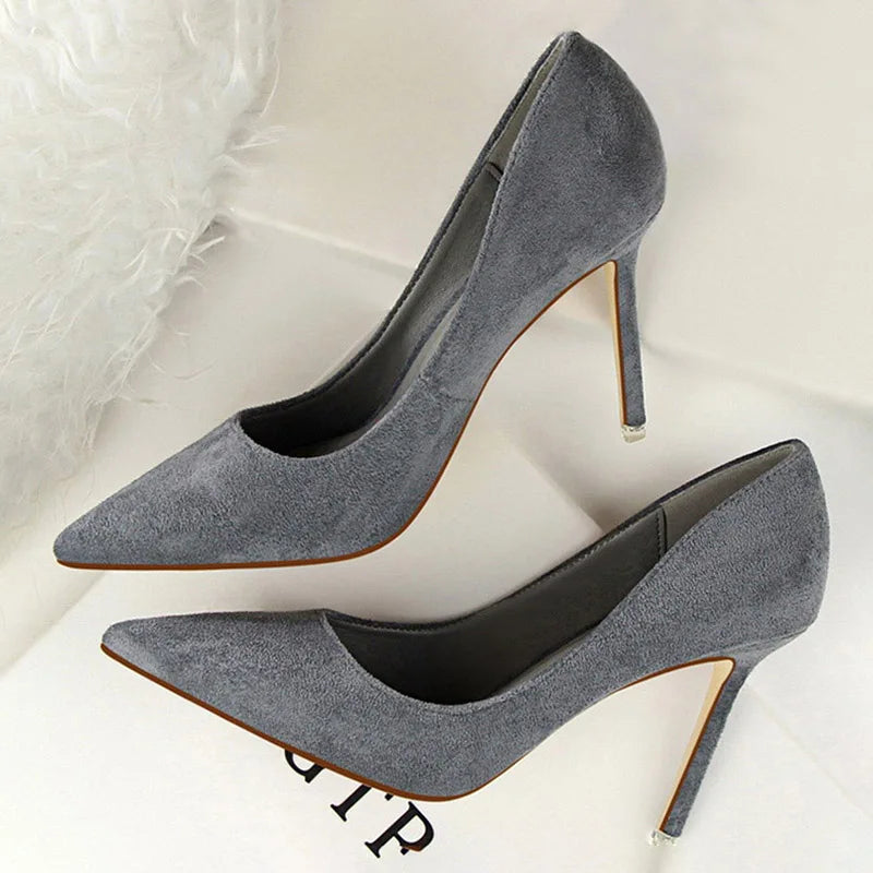 BIGTREE-Zapatos de tacón alto de aguja con punta para mujer, calzado informal a la moda