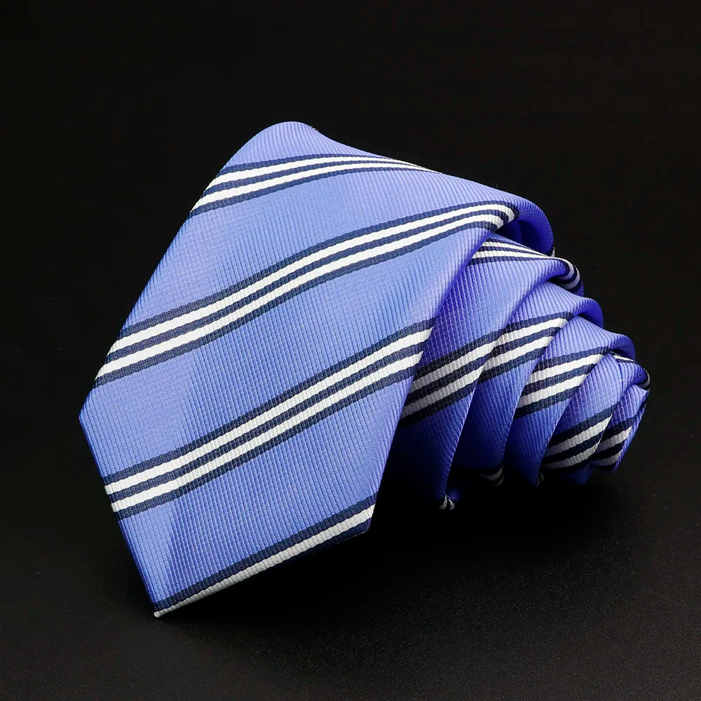Nueva corbata clásica de rayas para hombre de 7 cm, jacquard, roja, azul, verde, corbata para uso diario, vestido de fiesta de boda, accesorios, regalo para hombre