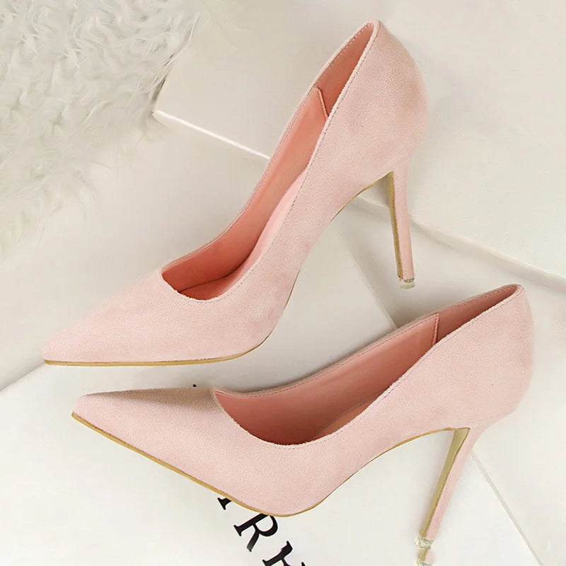 BIGTREE-Zapatos de tacón alto de aguja con punta para mujer, calzado informal a la moda