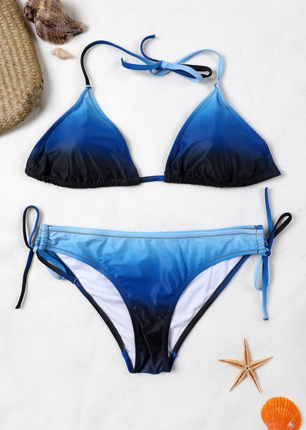Anfilia – Bikini dégradé pour femmes, maillot de bain col licou, Bandage latéral, Sexy, vêtements de plage