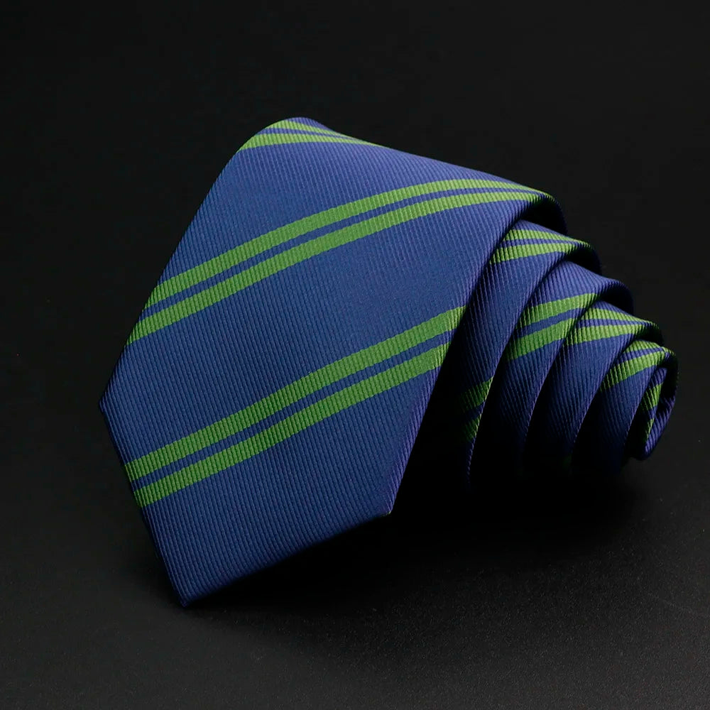 Nueva corbata clásica de rayas para hombre de 7 cm, jacquard, roja, azul, verde, corbata para uso diario, vestido de fiesta de boda, accesorios, regalo para hombre