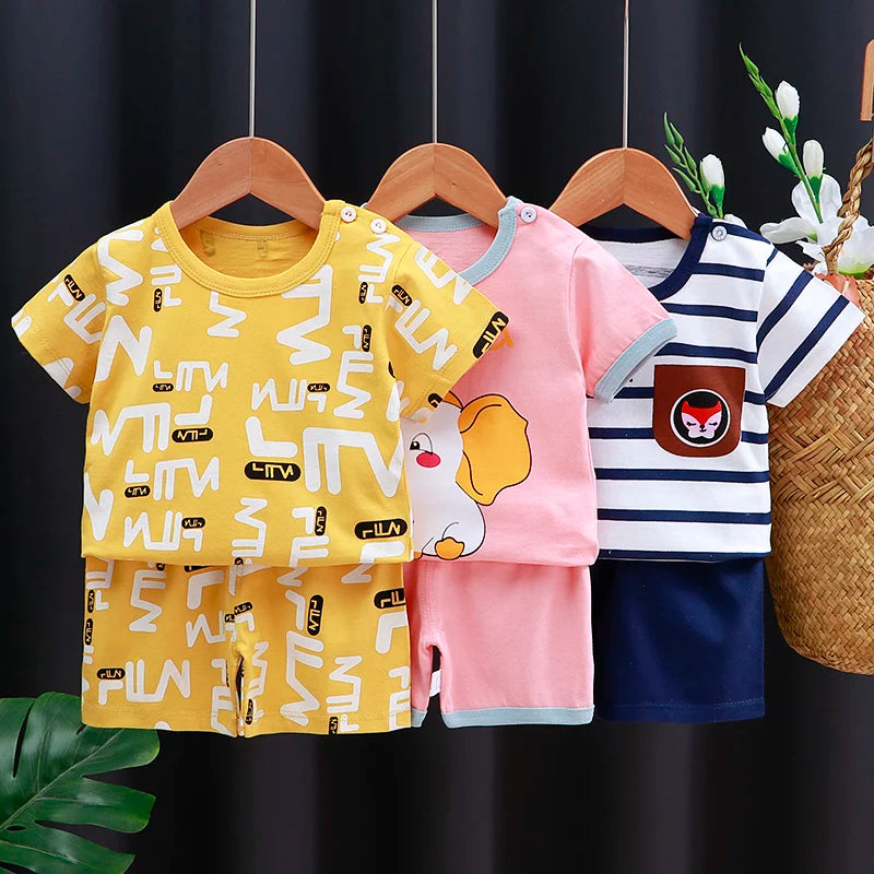 Baby boy/girl clothes set T-shirt + shorts summer clothes cotton cartoon casual boys tracksuit kids baby clothes set