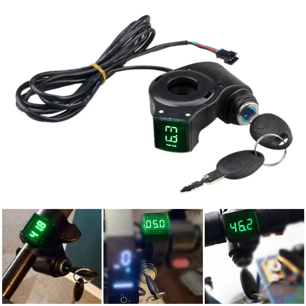 Voltmètre Accélérateur Pouce Vélo Électrique — Interrupteur Tension Batterie Clé