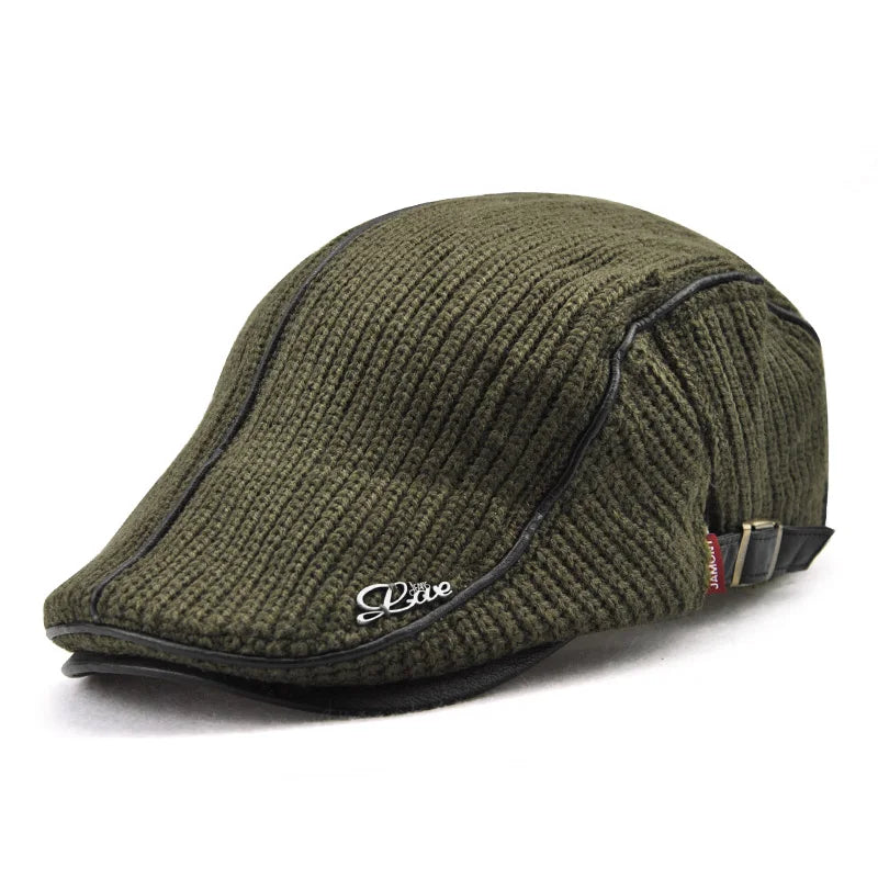 JAMONT 2019 de alta calidad marca boina de punto Gorra de cuero para hombre Gorra plana para hombres Boina Hombre visera gorra Planas gorra Snapback