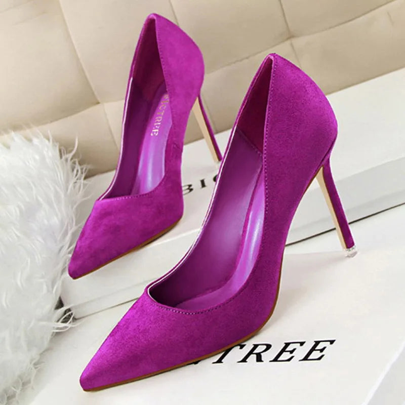 BIGTREE-Zapatos de tacón alto de aguja con punta para mujer, calzado informal a la moda