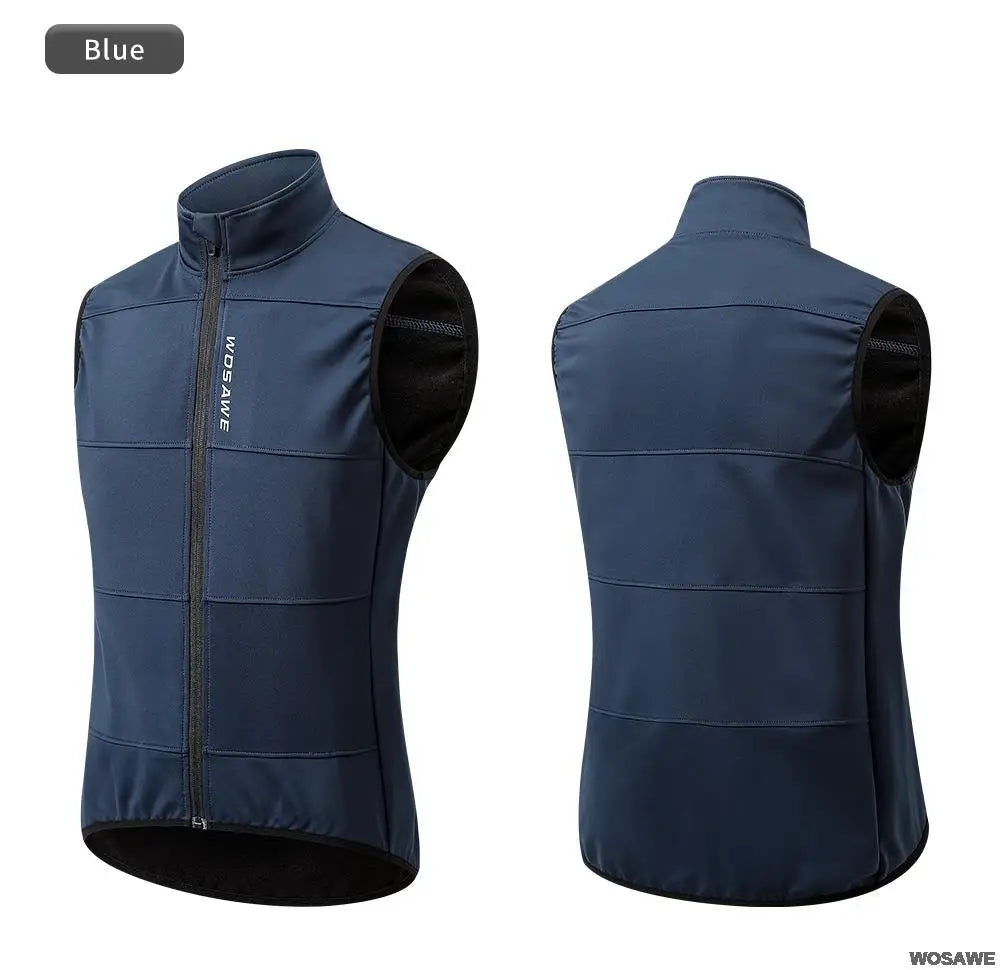 WOSAWE Chaleco térmico polar de invierno para hombre, chaqueta de ciclismo sin mangas, ropa de ciclismo para otoño, chaleco cálido sin bolsillos