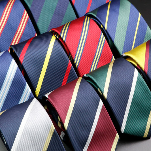New Men's Classic Striped Tie 7 cm Jacquard Red Blue Green Tie Daily Wear Wedding Party Dress Tie Accessories Gift for Men