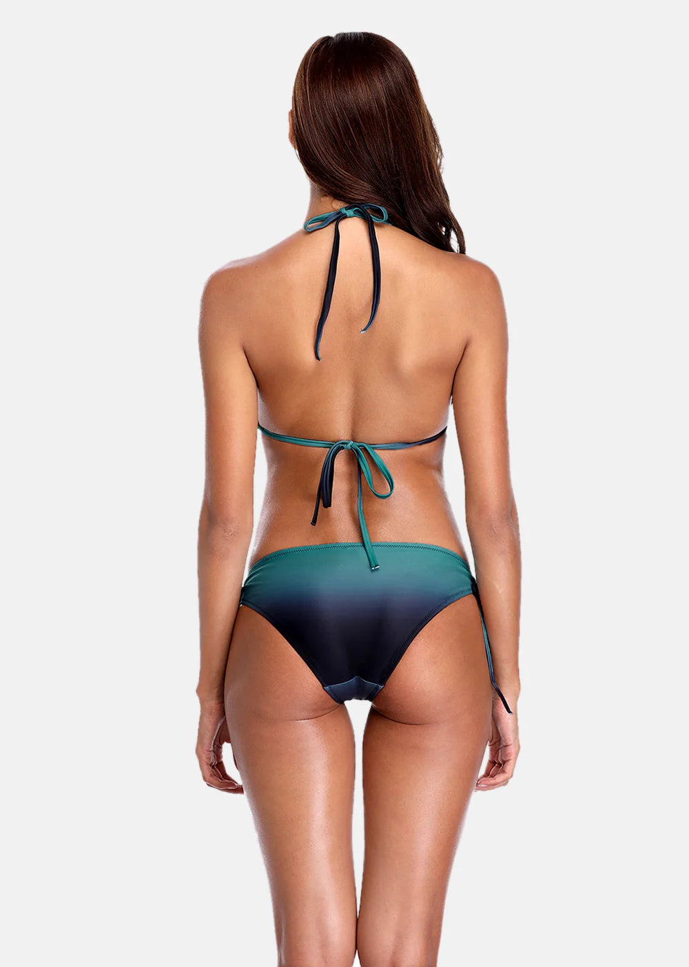 Anfilia – Bikini dégradé pour femmes, maillot de bain col licou, Bandage latéral, Sexy, vêtements de plage