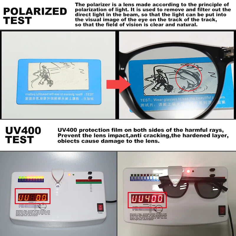 Lunettes de soleil photochromiques unisexe — verres polarisés, TR90, conduite, hommes et femmes