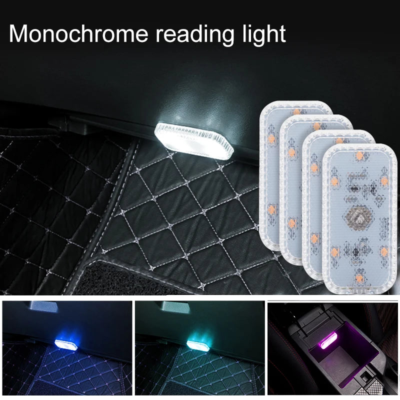 LED táctil mini luz inalámbrica para coche, iluminación interior, auto, techo, lámpara de lectura para puerta, pie, maletero, guantera, carga USB