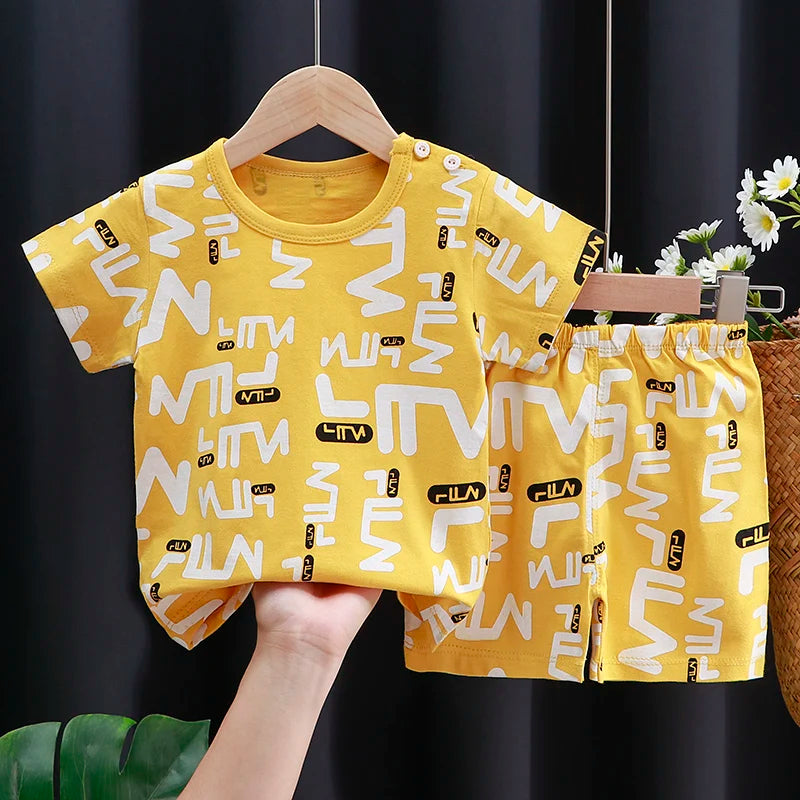 Baby boy/girl clothes set T-shirt + shorts summer clothes cotton cartoon casual boys tracksuit kids baby clothes set