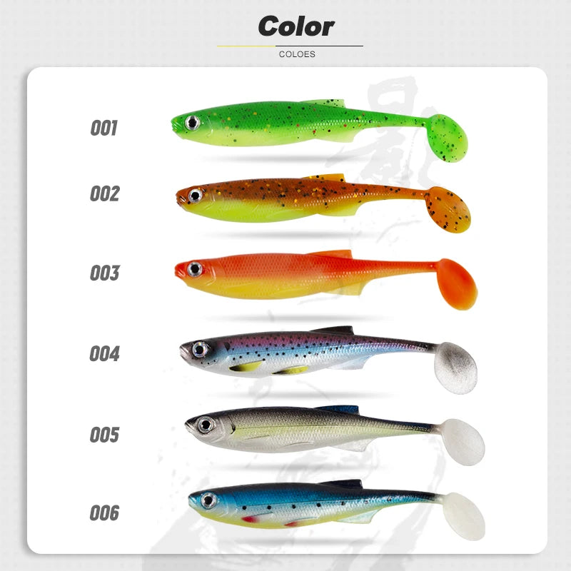 D1 - Lote de cebos blandos de silicona para pesca, pack de señuelos para atrapar peces como lubinas, lucios y percas, material para pescar, 75mm/100mm, 5 piezas por lote, 2020
