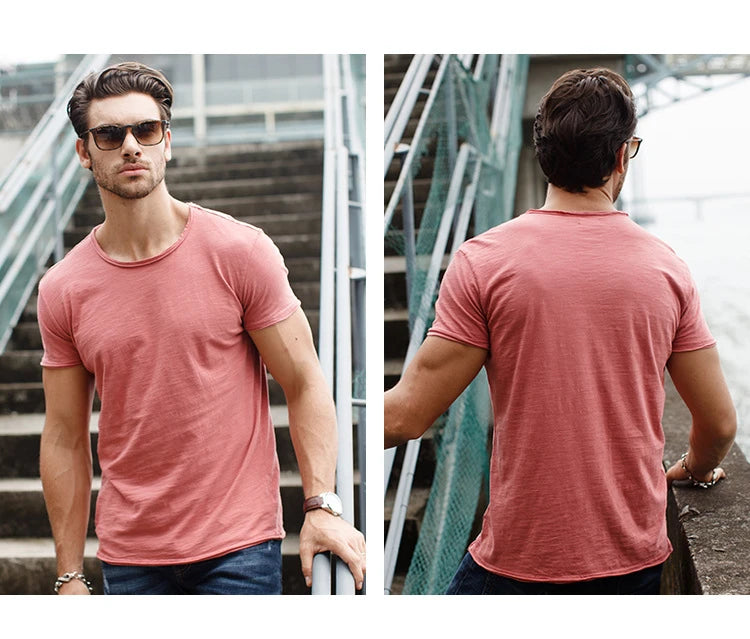 100% coton hommes T-shirt décontracté doux Fitness été mince T-shirts hommes vêtements de maison col rond à manches courtes solide T-shirt pour hommes