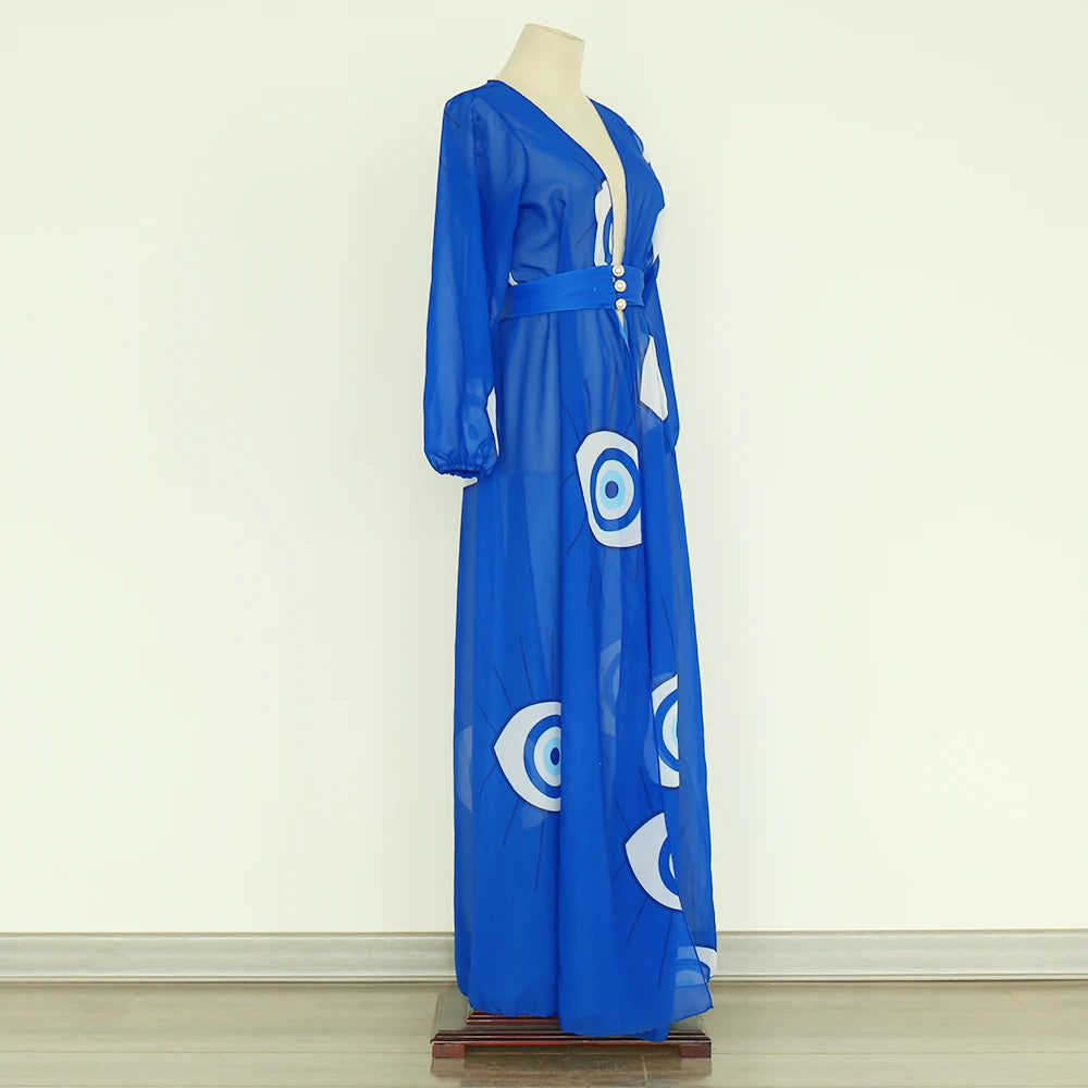 Blue Eyes Bikini Cover-Up, Tuniques de plage, Long Kaftan, Robe de plage, Sarong, Maillots de bain
