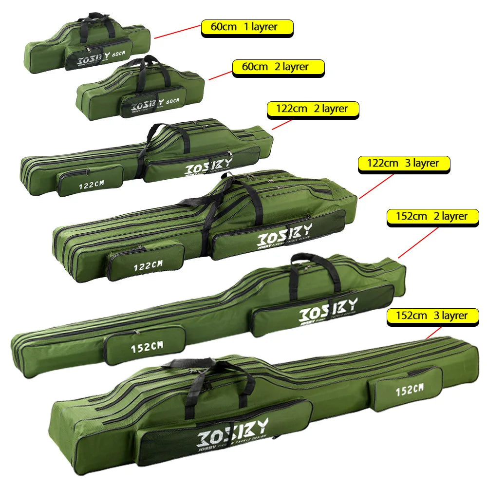 Porte-canne à pêche pliable et Portable, sac de rangement pour outils de moulinet, étui 122cm / 152cm / 182cm