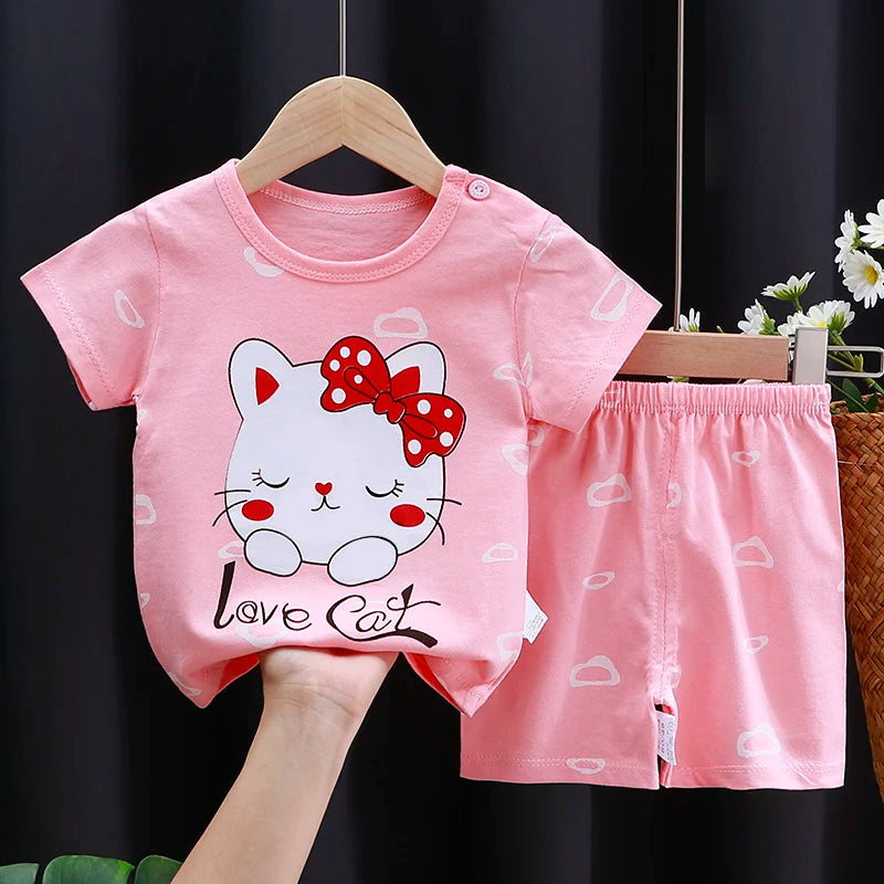 Baby boy/girl clothes set T-shirt + shorts summer clothes cotton cartoon casual boys tracksuit kids baby clothes set