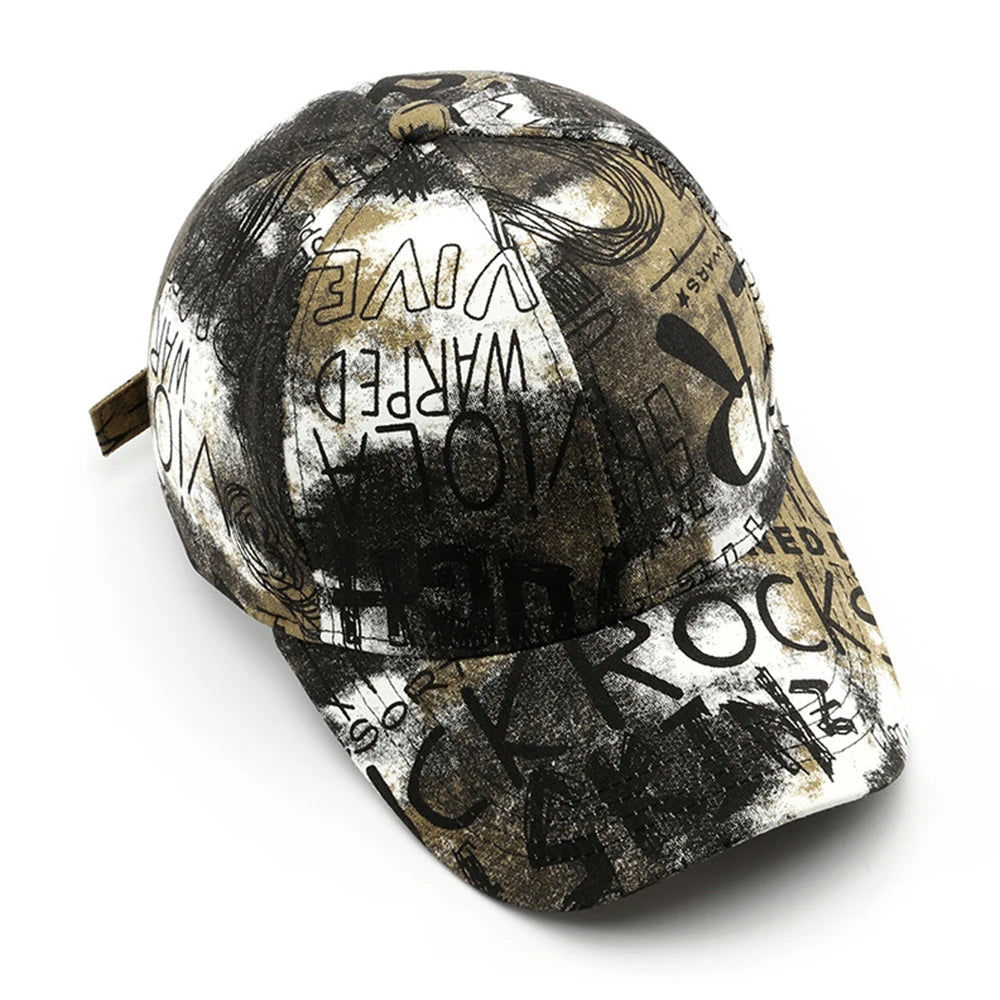 Casquette de baseball noir et rouge graffiti — snapback, hip-hop, trucker, streetwear (v2)