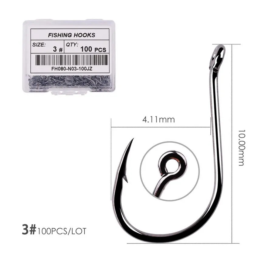 100pcs/40pcs/Box High Carbon Fishing Hook 2#-22# ISEAMA With Eye Carp Catfish Anzol Offset Japan Tackle Fishing Hooks