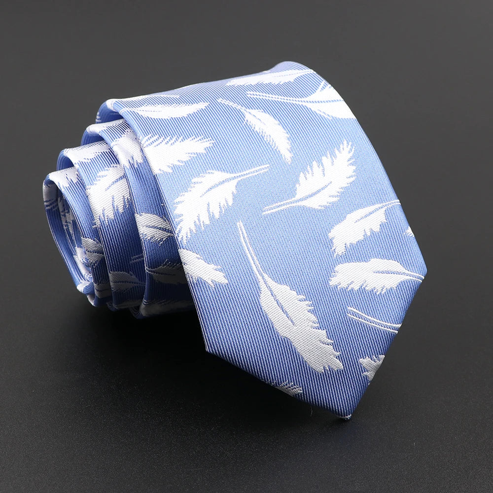 New Men's Floral Tie Feather Elk Geometric Pattern Red Blue Ties Leisure Business Daily Wear Tie Wedding Party Gift