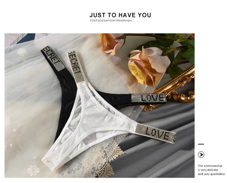 Culotte Taille Basse Strass & Diamants — String Sport Femme S-XL