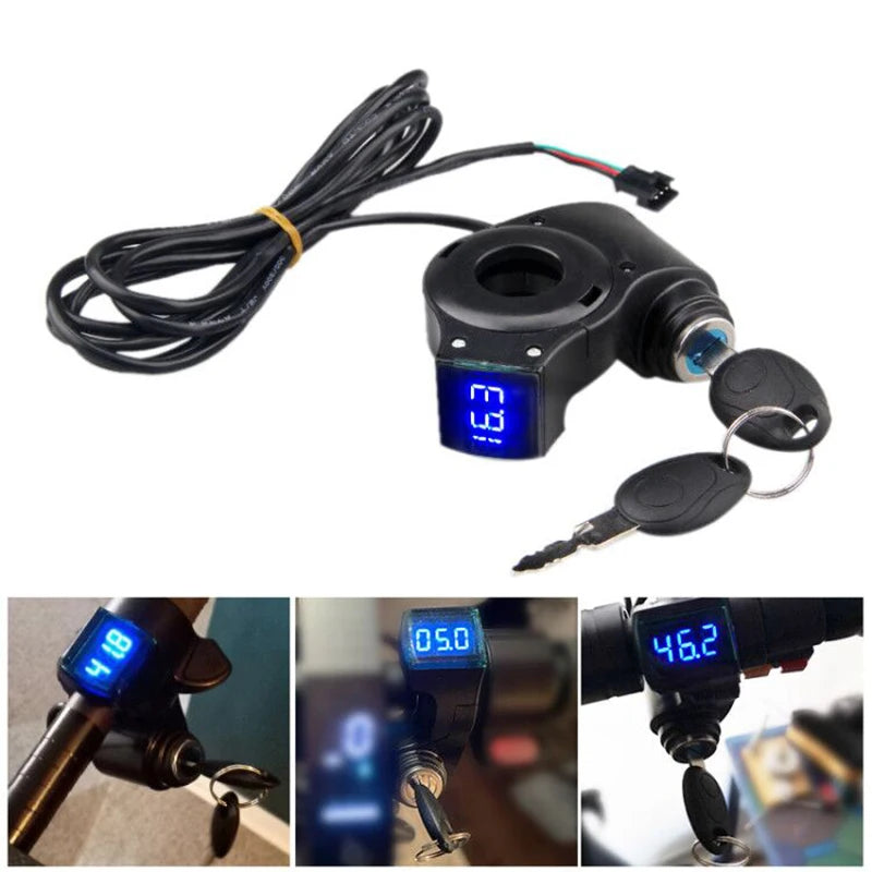 Voltmètre Accélérateur Pouce Vélo Électrique — Interrupteur Tension Batterie Clé