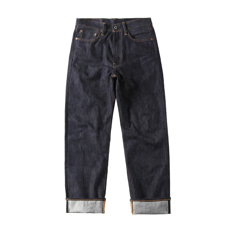Red Tornado 55501 Jeans para hombre 14oz Vaqueros de orillo rojo crudo