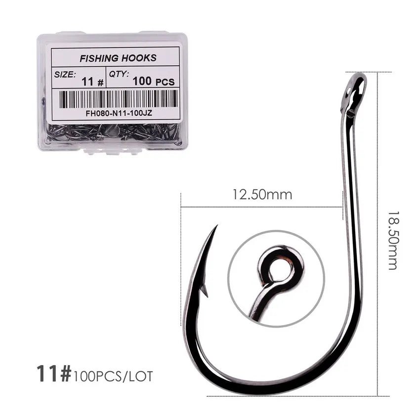 100pcs/40pcs/Box High Carbon Fishing Hook 2#-22# ISEAMA With Eye Carp Catfish Anzol Offset Japan Tackle Fishing Hooks