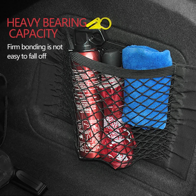 Red de Almacenamiento Universal para Maletero de Coche, Bolsillo Trasero del Asiento, Cinta Mágica, Accesorios de Nik