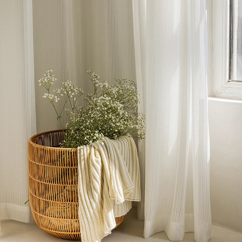 Rideaux en tulle blanc transparent pour fenêtre, rideaux en voile de style moderne pour salon, chambre à coucher, cuisine, sur mesure
