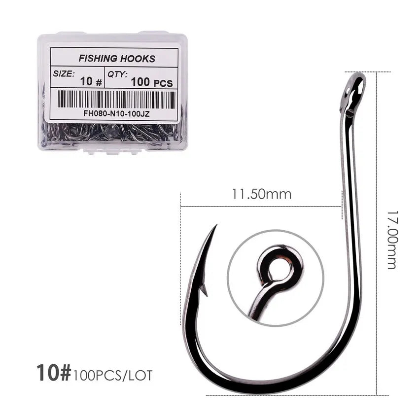 100pcs/40pcs/Box High Carbon Fishing Hook 2#-22# ISEAMA With Eye Carp Catfish Anzol Offset Japan Tackle Fishing Hooks
