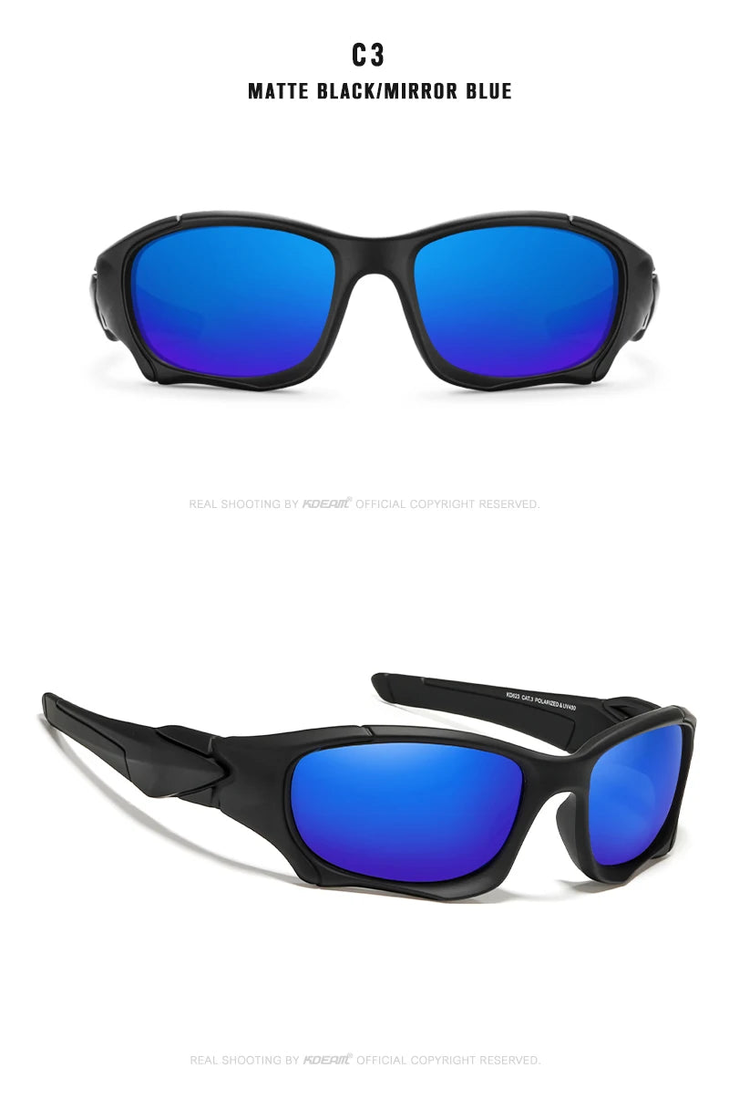 Lunettes de Soleil Sport Polarisées — Lentille Bouclier, Cadre Résistant, Plein Air, Unisexe