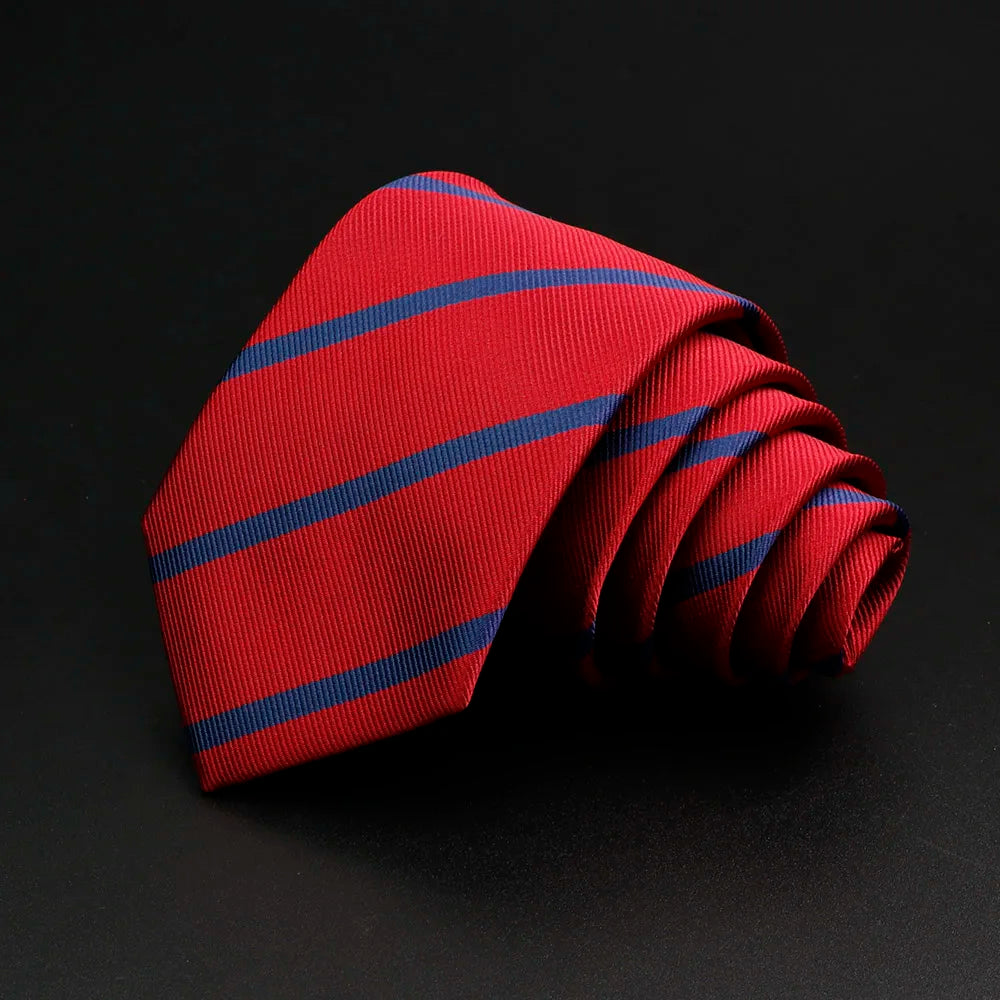 Nueva corbata clásica de rayas para hombre de 7 cm, jacquard, roja, azul, verde, corbata para uso diario, vestido de fiesta de boda, accesorios, regalo para hombre