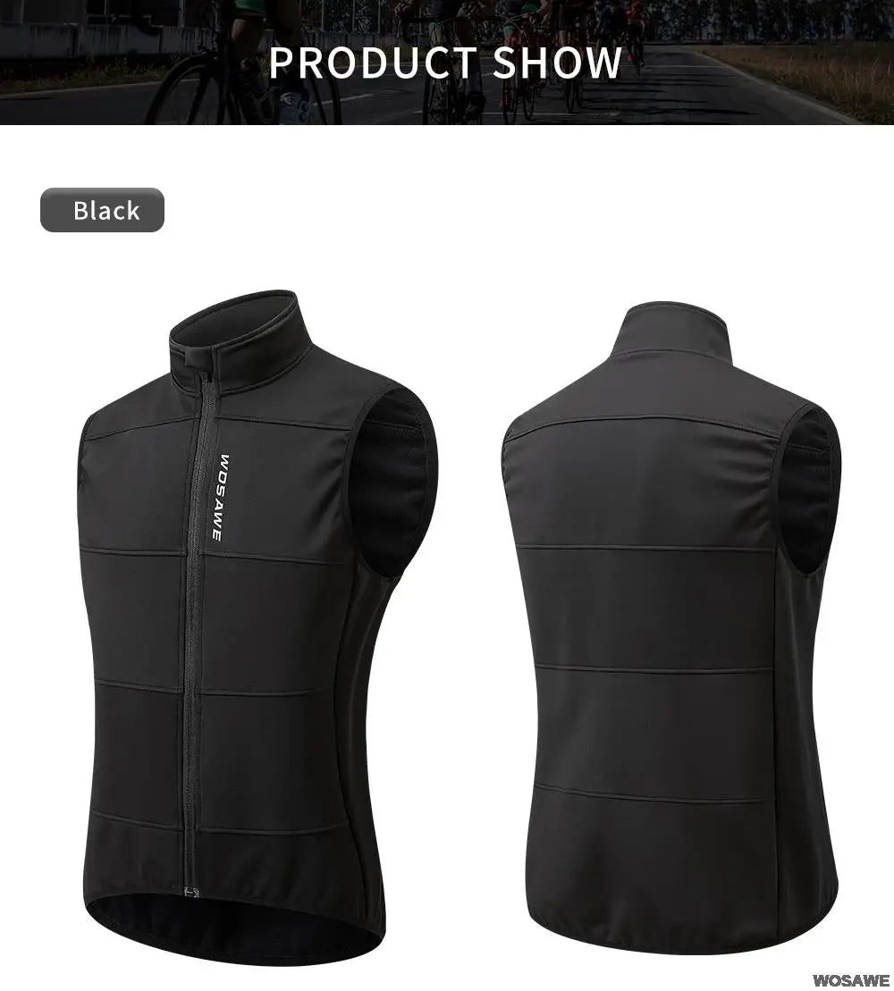WOSAWE Chaleco térmico polar de invierno para hombre, chaqueta de ciclismo sin mangas, ropa de ciclismo para otoño, chaleco cálido sin bolsillos