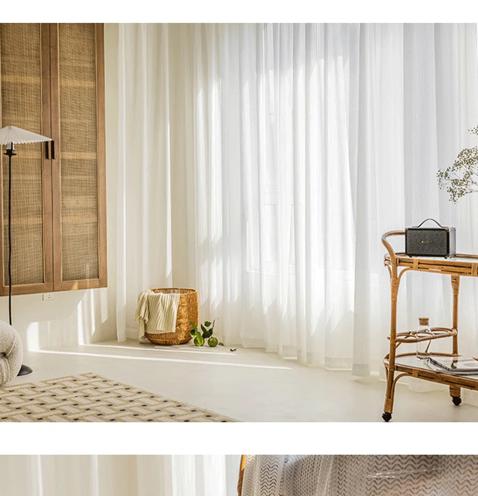 Rideaux en tulle blanc transparent pour fenêtre, rideaux en voile de style moderne pour salon, chambre à coucher, cuisine, sur mesure
