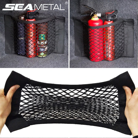 Universal Car Trunk Storage Net, Seat Back Pocket, Magic Tape, Car Accessories