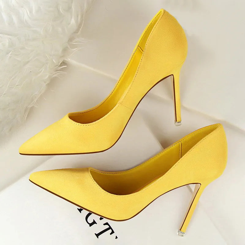 BIGTREE-Zapatos de tacón alto de aguja con punta para mujer, calzado informal a la moda