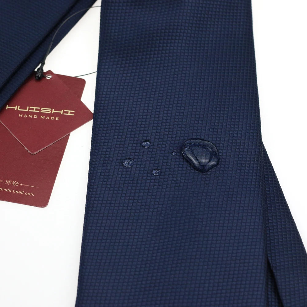 HUISHI Dark Blue Document Necktie for Men, 8 Styles, 8cm, 6cm, Waterproof, Jacquard, 03/Wear, Craings.com, Wedding Party