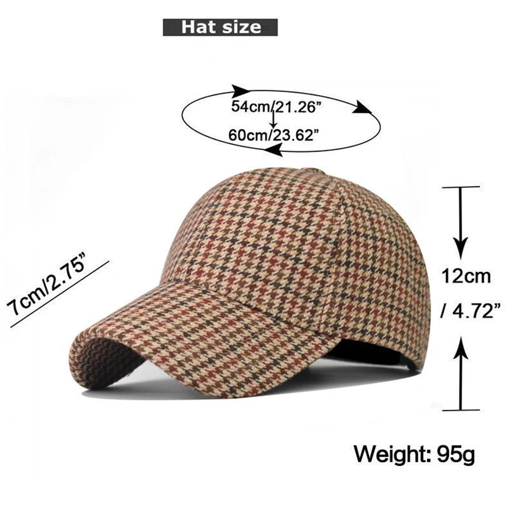 Gorras de béisbol a cuadros de lujo FS para hombres, sombrero vintage marrón de pata de gallo para mujeres, gorra de camionero de algodón estilo streetwear, gorra de mujer 2026