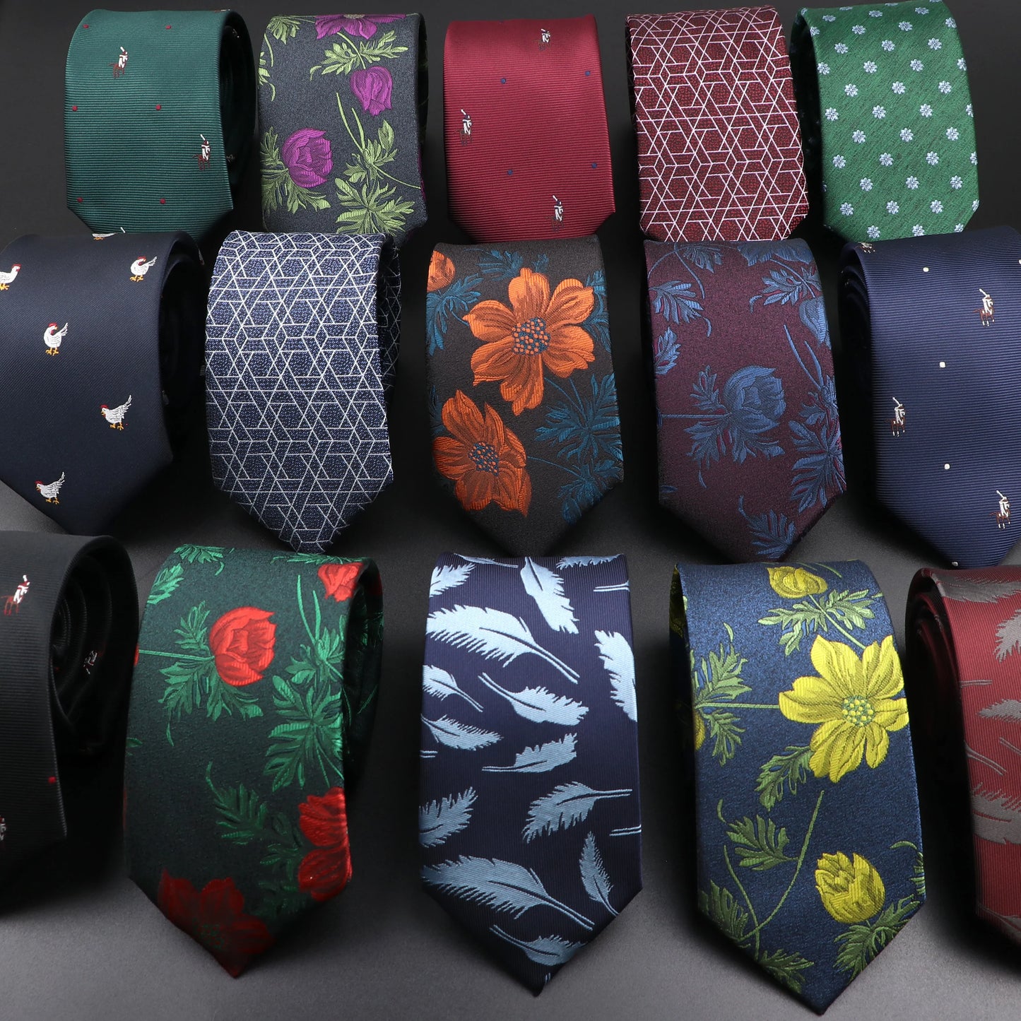New Men's Floral Tie Feather Elk Geometric Pattern Red Blue Ties Leisure Business Daily Wear Tie Wedding Party Gift