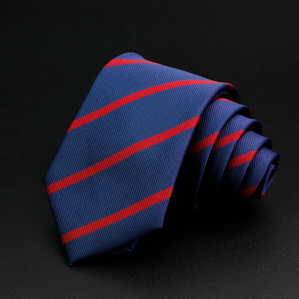Nueva corbata clásica de rayas para hombre de 7 cm, jacquard, roja, azul, verde, corbata para uso diario, vestido de fiesta de boda, accesorios, regalo para hombre