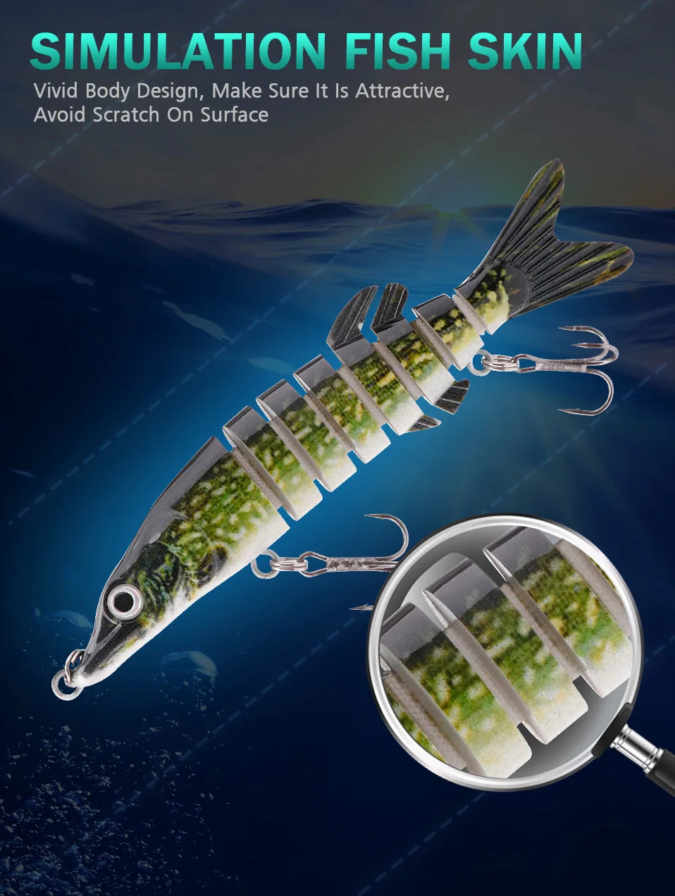 Leurre coulant rigide GOBASS composé de 8 sections articulées, appât artificiel wobbler idéal pour la pêche au brochet, 100/125mm