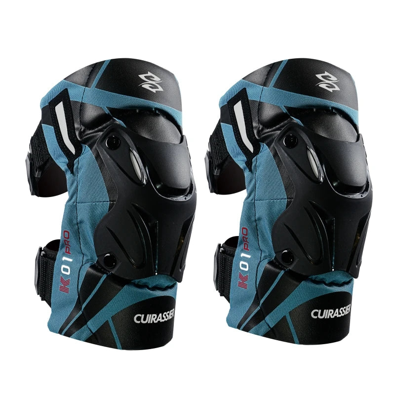 Cuirassier-Genouillères de protection pour motocross, genouillères de moto, protection MX, coussinets de course de coulée de nuit Équipement de moto avec coque renforcée et haute visibilité pour une conduite nocturne