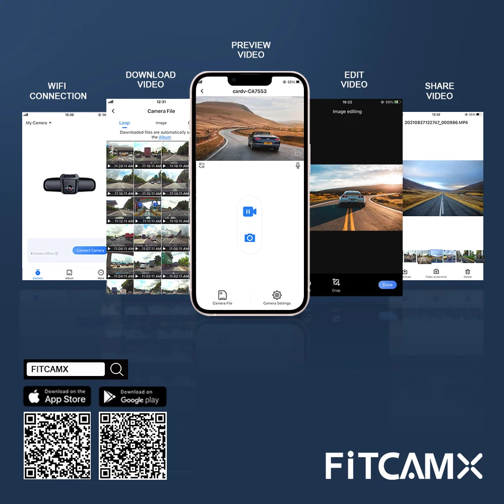 Dashcam 4K sans fil — vision nocturne, WiFi, compatible voitures européennes